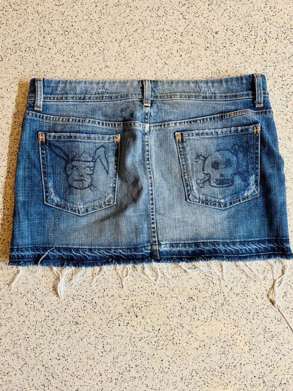 RARE Vintage Y2K Citizens of Humanity Blue Embroidered Denim Mini Skirt.Size L